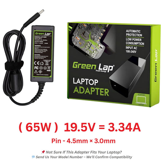 Green Lap – Fresh Energy® Laptop Adapter Charger – Compatible Replacement for Dell Laptops – 19.5V Output – (4.5mm × 3.0mm Pin) – Available in 45W | 65W | 90W