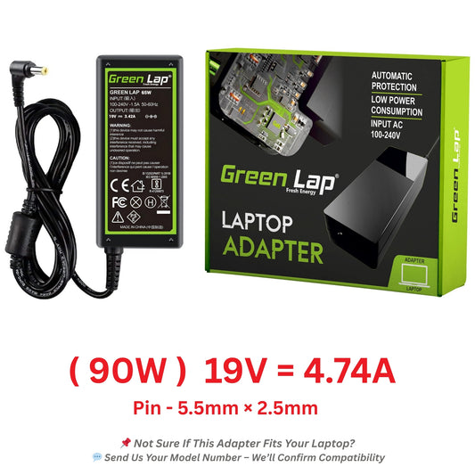 Green Lap – Fresh Energy® Laptop Adapter Charger – Compatible Replacement for Acer Laptops – 19V Output – (5.5mm × 2.5mm Pin) – Available in 65W | 90W