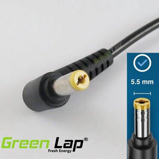 GREEN LAP - FRESH ENERGY® Replacement Laptop Adapter DC 2 Pin Cable Tip Size - (5.5mm × 1.7mm Pin) – Compatible with Acer Pin Tip Models – DC Power Cord Only, Not Charger