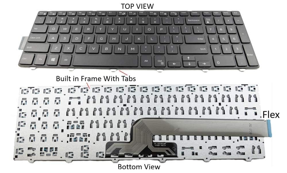 Green Lap® Keyboard For Dell Inspiron 15 3000, 3541 3542 3543 3551 3558, JYP58, Inspiron 15 5000, 5542 5545 5547 5558 5559