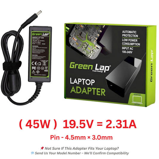Green Lap – Fresh Energy® Laptop Adapter Charger – Compatible Replacement for Dell Laptops – 19.5V Output – (4.5mm × 3.0mm Pin) – Available in 45W | 65W | 90W