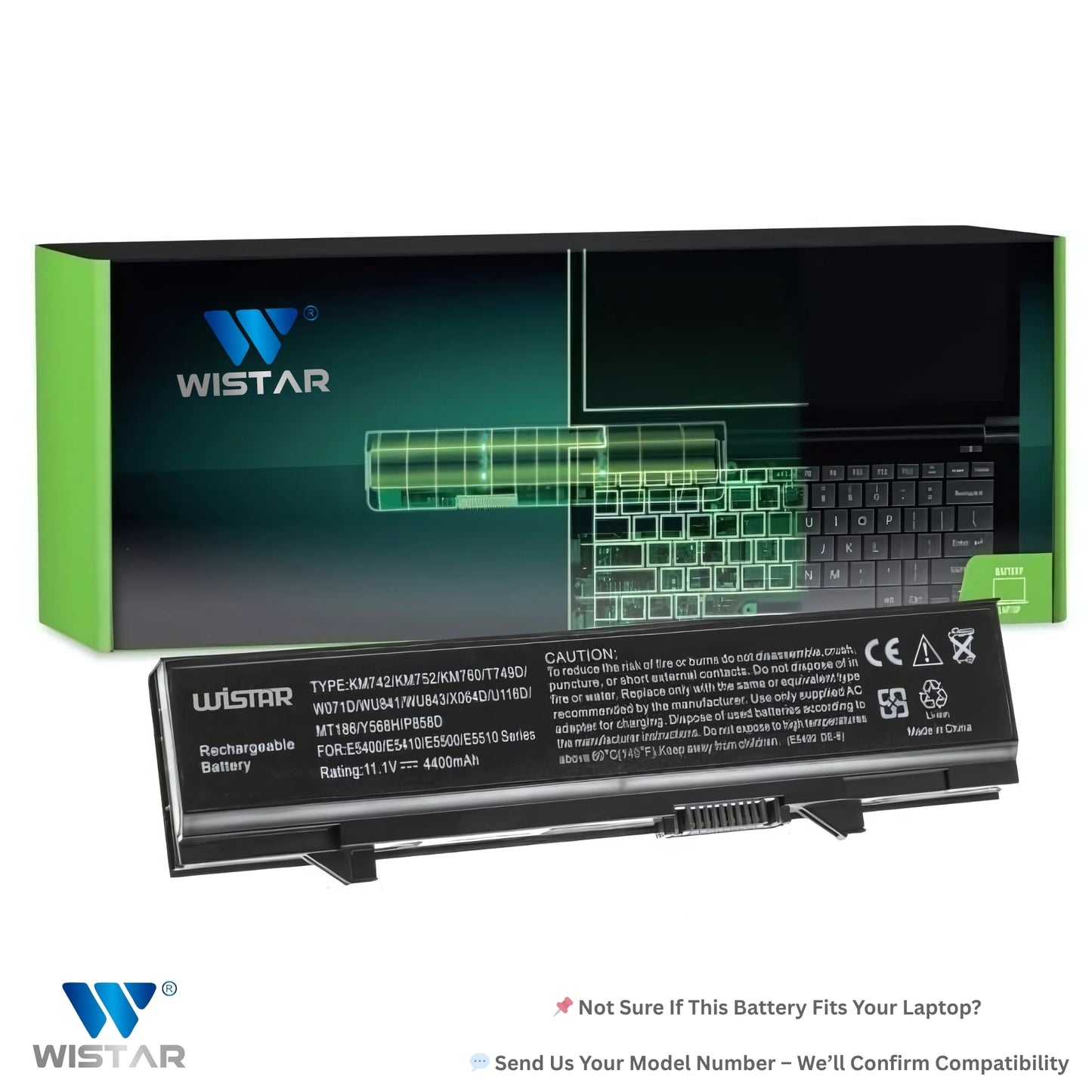 Wistar® Laptop Battery – Compatible with Battery for Dell Latitude E5400, E5410, E5500, E5510 | P/N : KM742, KM668, | 6 Cell