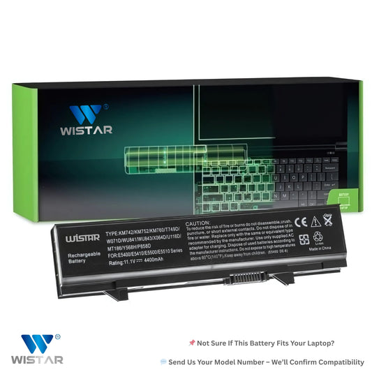 Wistar® Laptop Battery – Compatible with Battery for Dell Latitude E5400, E5410, E5500, E5510 | P/N : KM742, KM668, | 6 Cell