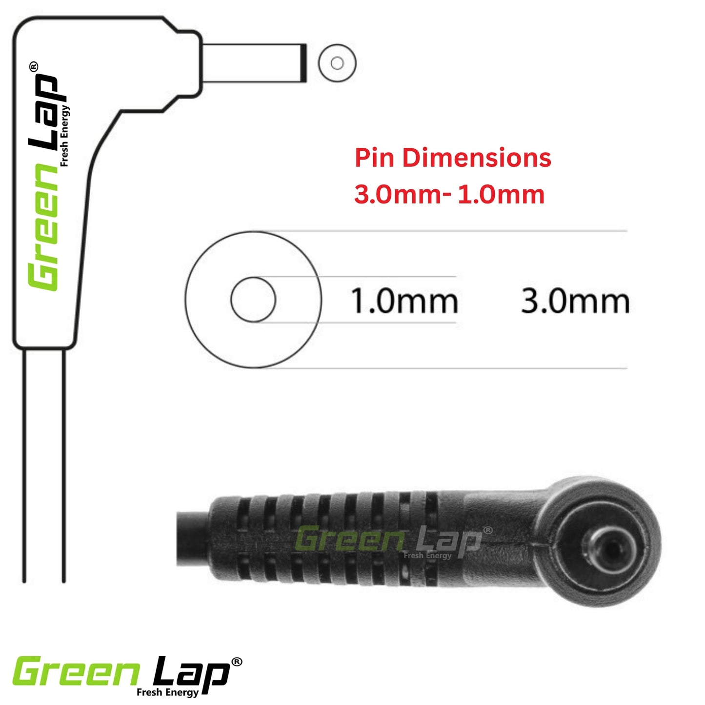 Green Lap – Fresh Energy® Replacement Laptop Adapter DC Cable (Pin Size: 3.0mm × 1.1mm) – Compatible with Acer Aspire/Swift/Extensa Models – Not a Complete Charger