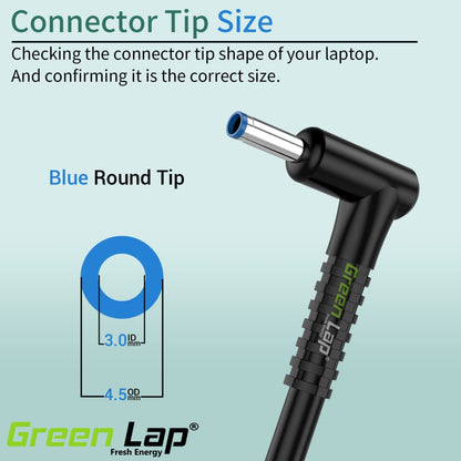 Green Lap – Fresh Energy® Laptop Adapter Charger – Compatible Replacement for Hp Laptops – 19.5V Output – Blue Pin (4.5mm × 3.0mm) – Available in 45W | 65W | 90W