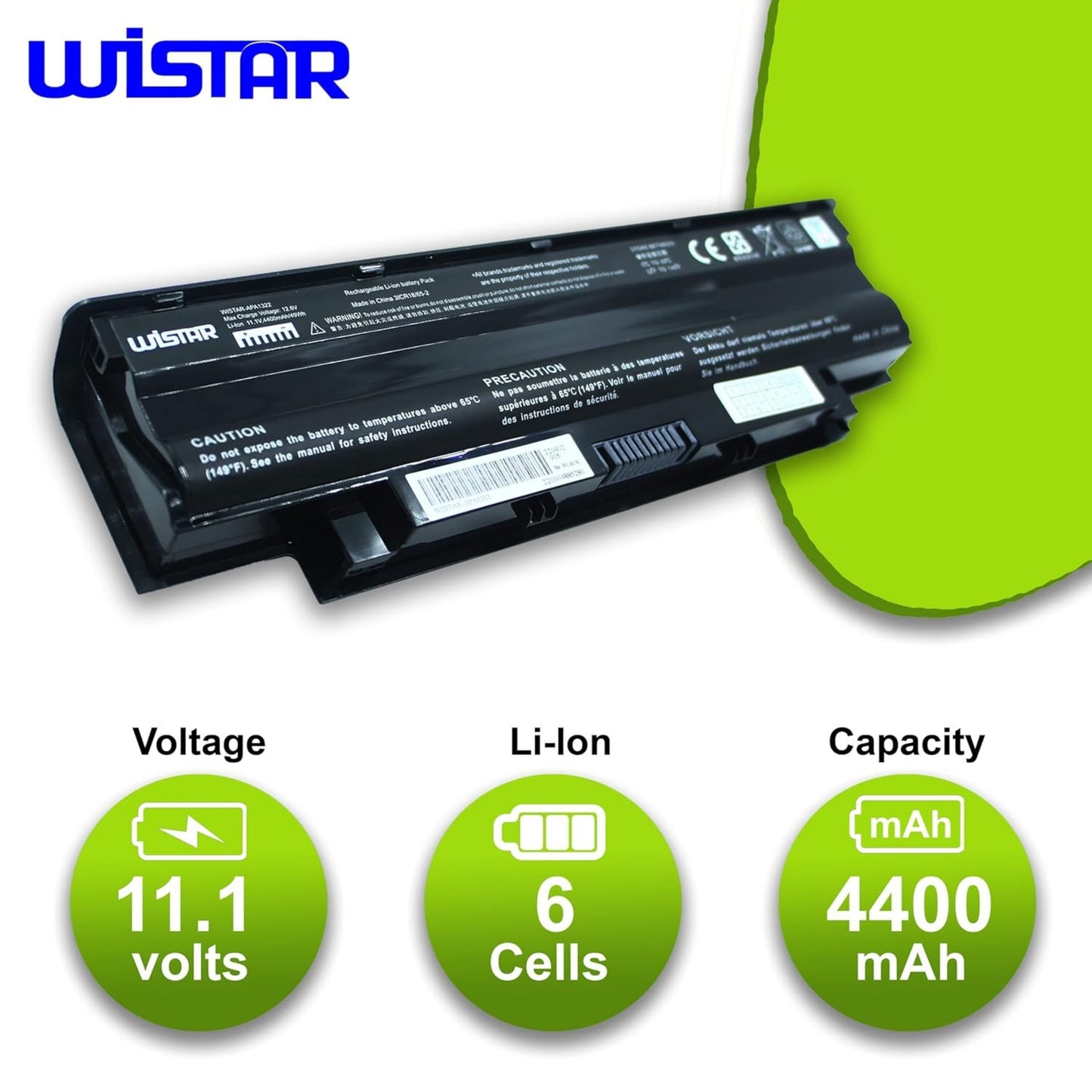 Wistar® Laptop Battery – Compitable for Dell Inspiron 15 N5010 15R N5010 N5010 N4010 N5110 14R N5110 3550 Vostro 3550 - J1KND - 6 Cell