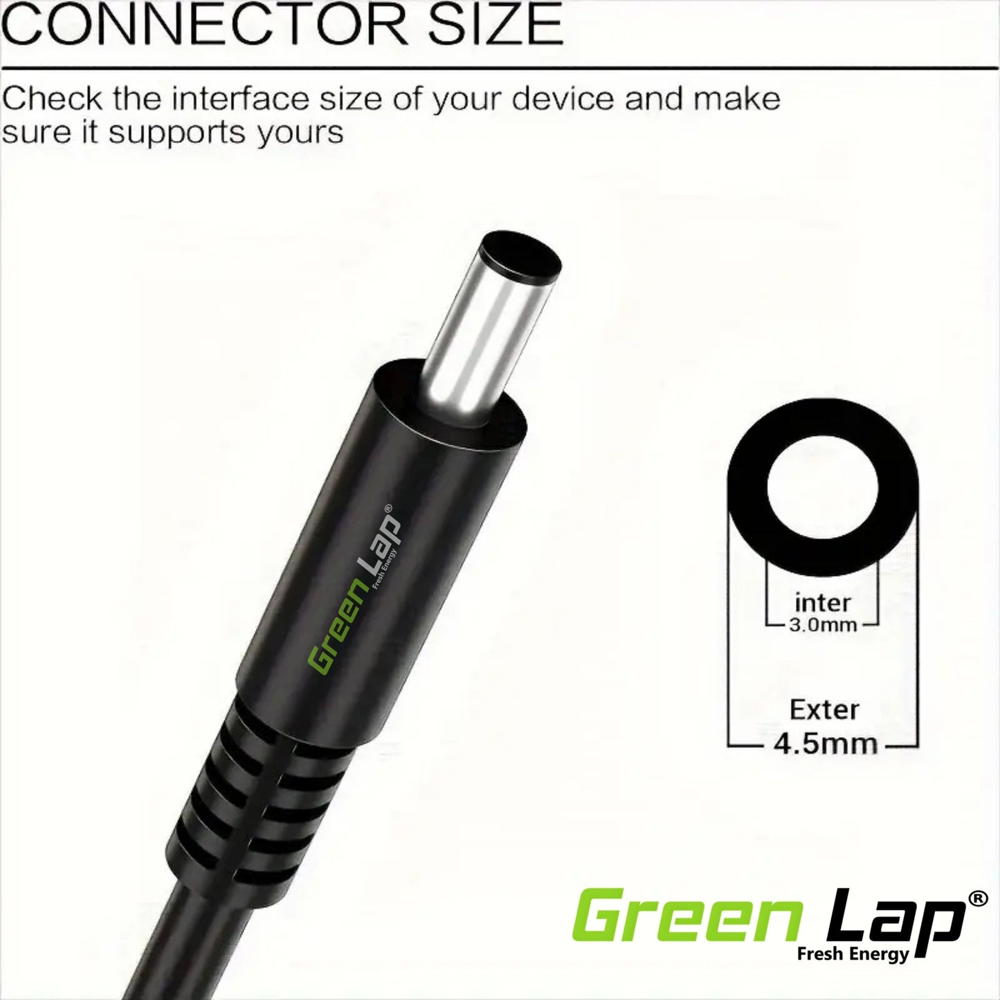 Green Lap – Fresh Energy® Laptop Adapter Charger – Compatible Replacement for Dell Laptops – 19.5V Output – (4.5mm × 3.0mm Pin) – Available in 45W | 65W | 90W