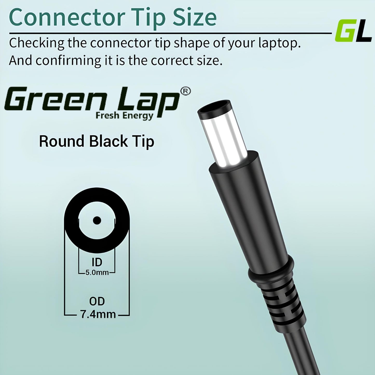 Green Lap – Fresh Energy® Laptop Adapter Charger – Compatible Replacement for Dell Laptops – 19.5V Output – (7.4mm × 5.0mm Pin) – Available in 65W | 90W