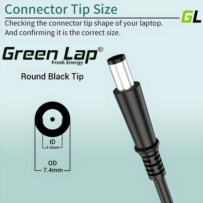 Green Lap – Fresh Energy® Laptop Adapter Charger – Compatible Replacement for Dell Laptops – 19.5V Output – (7.4mm × 5.0mm Pin) – Available in 65W | 90W