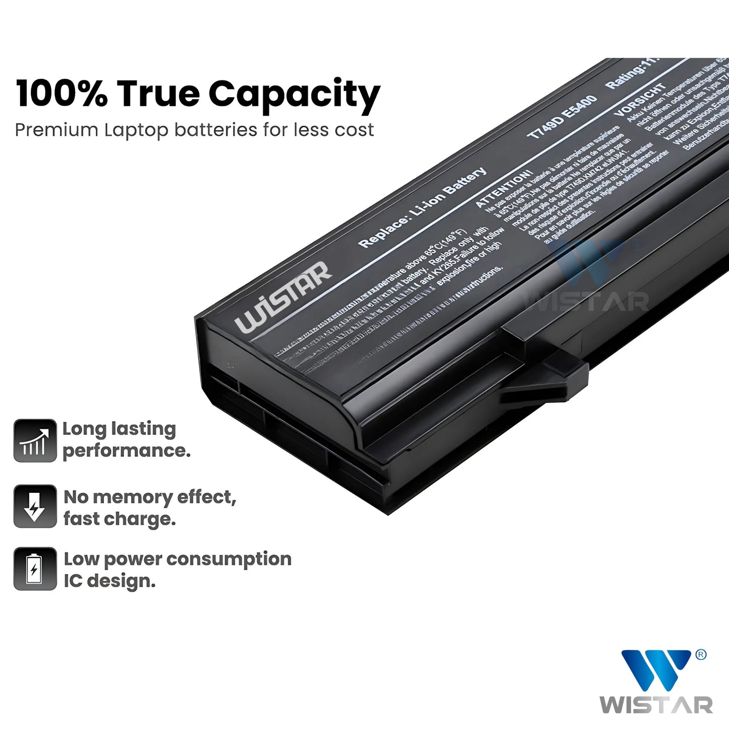 Wistar® Laptop Battery – Compatible with Battery for Dell Latitude E5400, E5410, E5500, E5510 | P/N : KM742, KM668, | 6 Cell