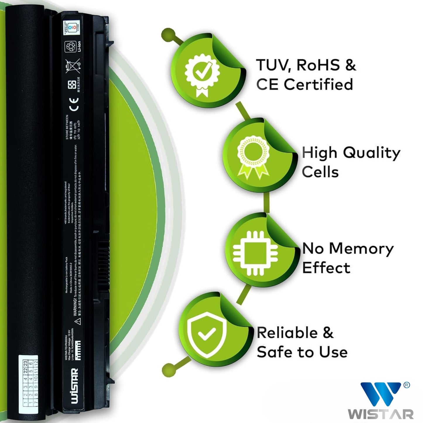 Wistar® Laptop Battery – Compatible with Battery for Dell Latitude E6220, E6230, E6320, E6330, E6120, E6430s | P/N : FRR0G, RFJMW, J79X4, K4CP5 | 6 Cell