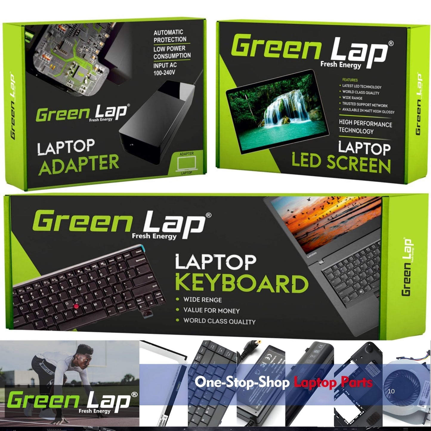 Green Lap – Fresh Energy® Laptop Adapter Charger – Compatible Replacement for Acer Laptops – 19V Output – (5.5mm × 1.7mm Pin) – Available in 45W | 65W | 90W